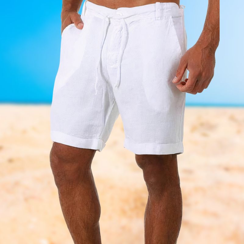 Luxury Linen Men's Shorts - Armand-White-S-Nora Luxe