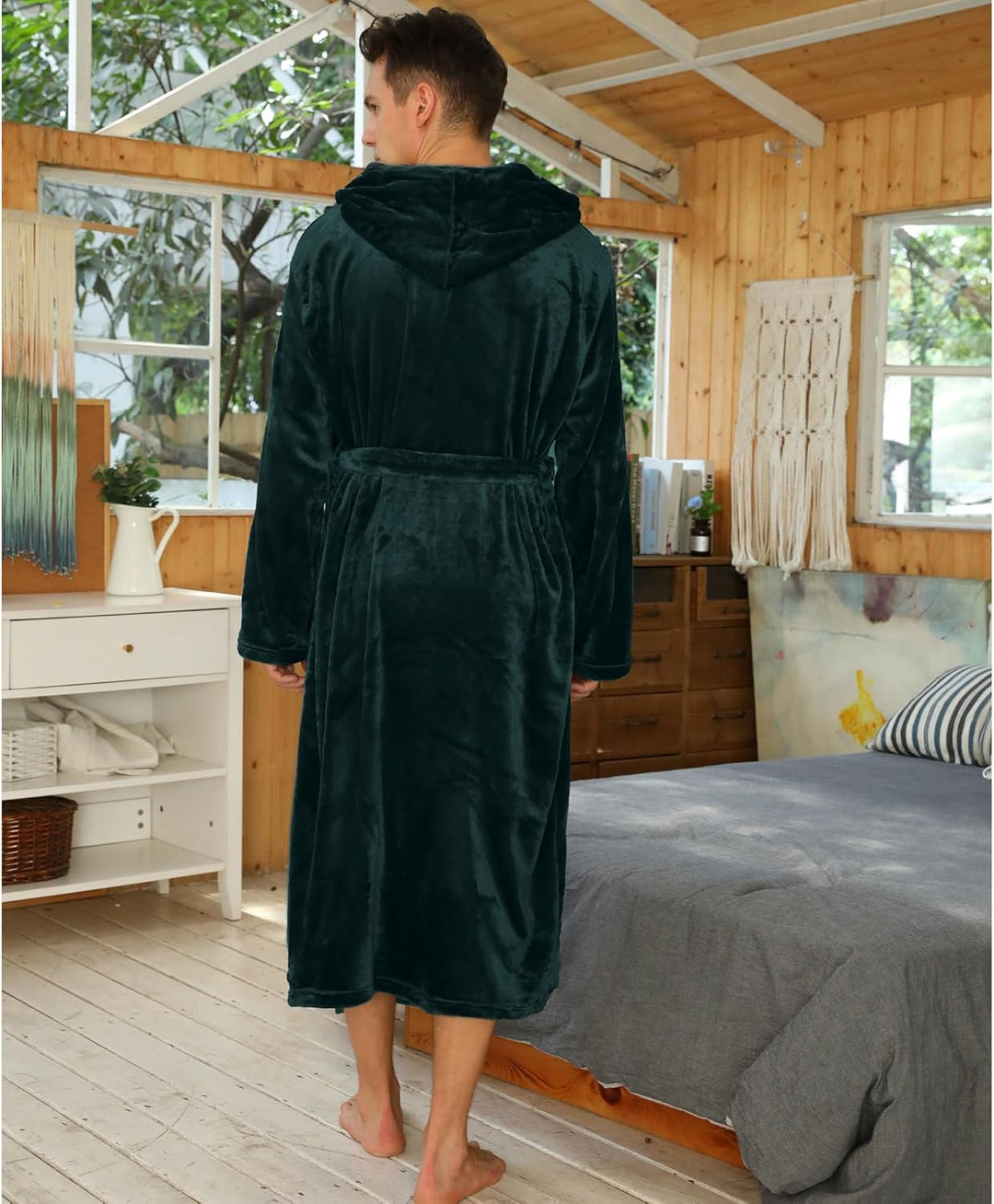 Luxury Men's Bathrobe - Robbie-Dark Gray-S/M-Nora Luxe