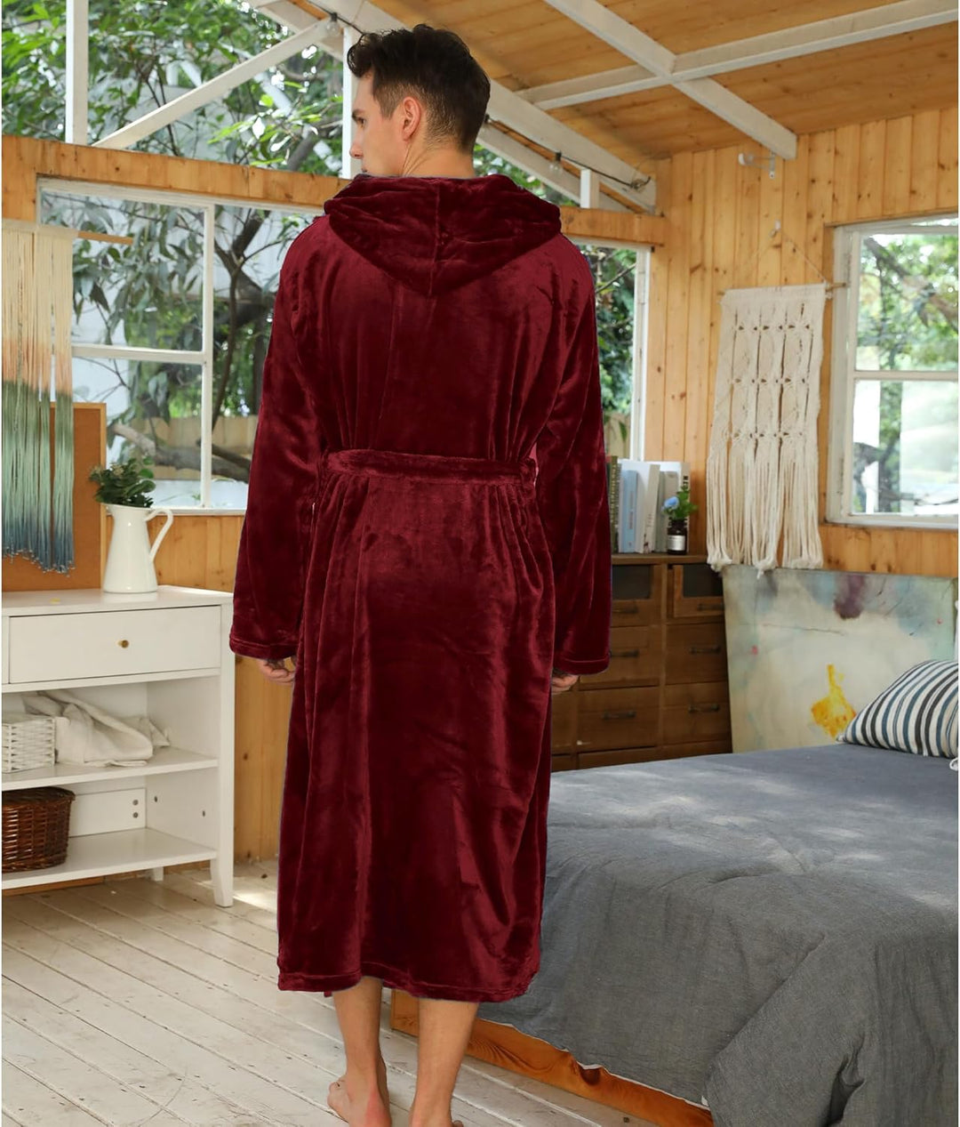 Luxury Men's Bathrobe - Robbie-Dark Gray-S/M-Nora Luxe