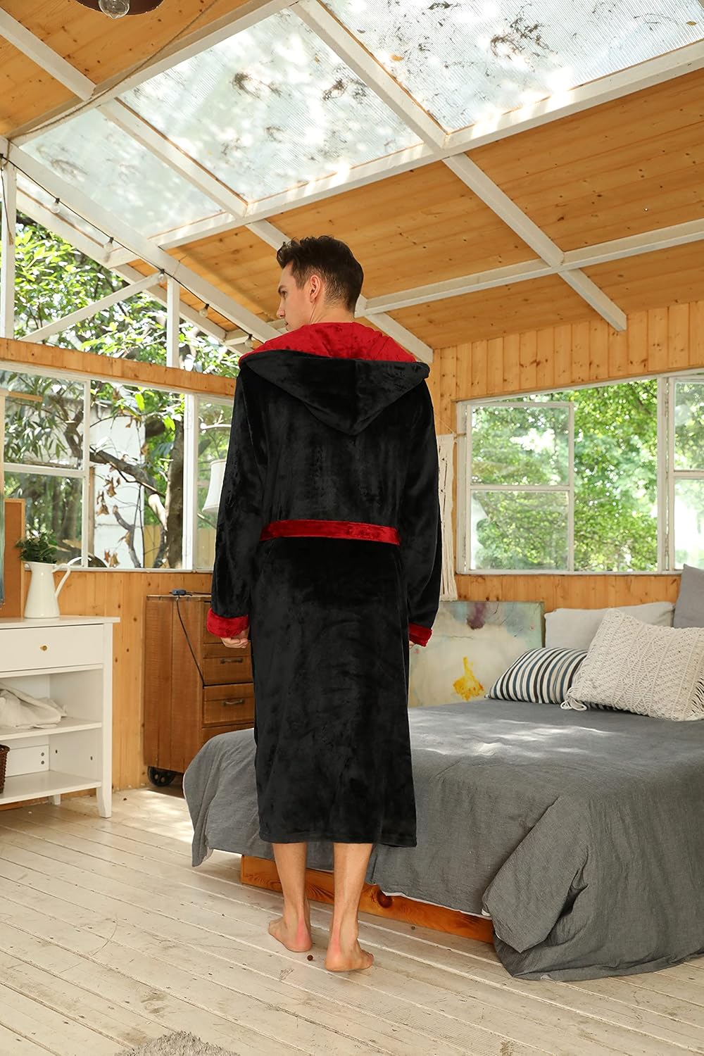 Luxury Men's Bathrobe - Robbie-Dark Gray-S/M-Nora Luxe