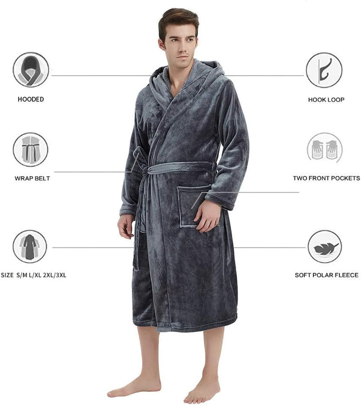 Luxury Men's Bathrobe - Robbie-Dark Gray-S/M-Nora Luxe
