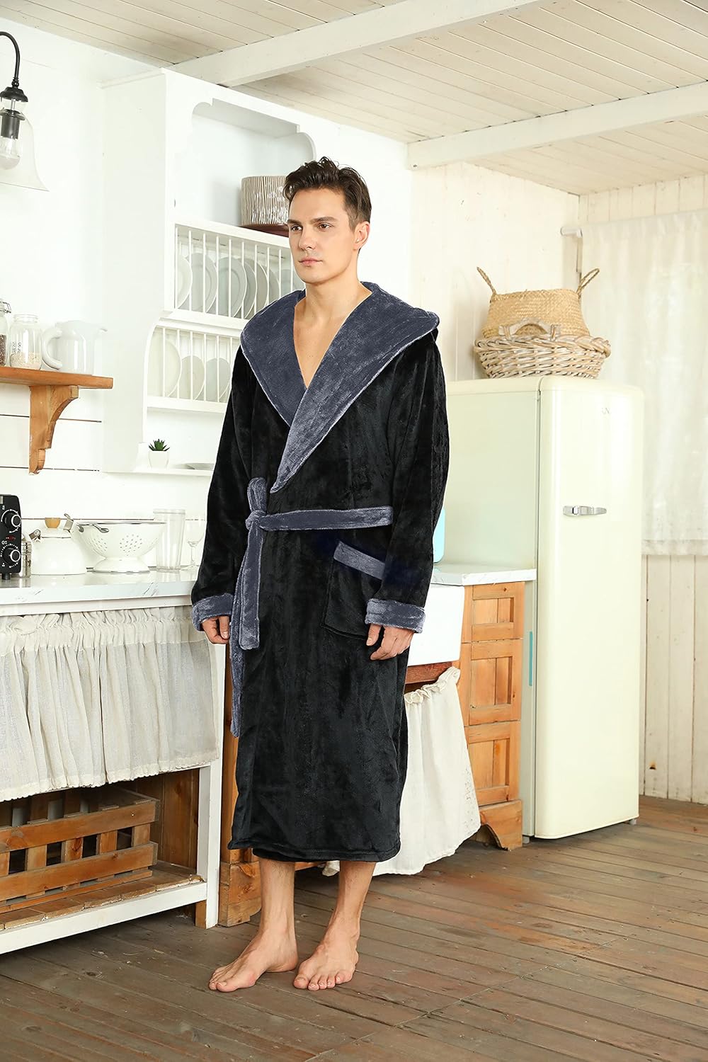 Luxury Men's Bathrobe - Robbie-Dark Gray-S/M-Nora Luxe