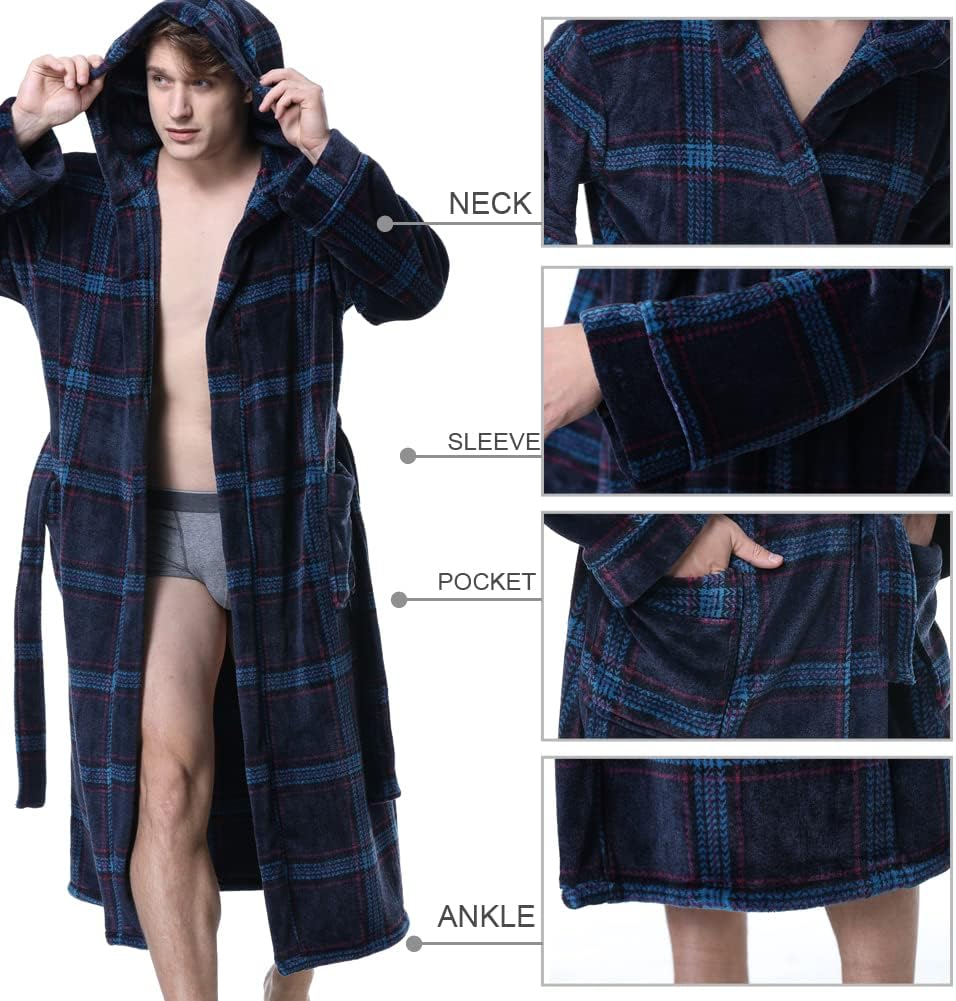 Luxury Men's Bathrobe with Hood - Lars-Black/Red-S-Nora Luxe