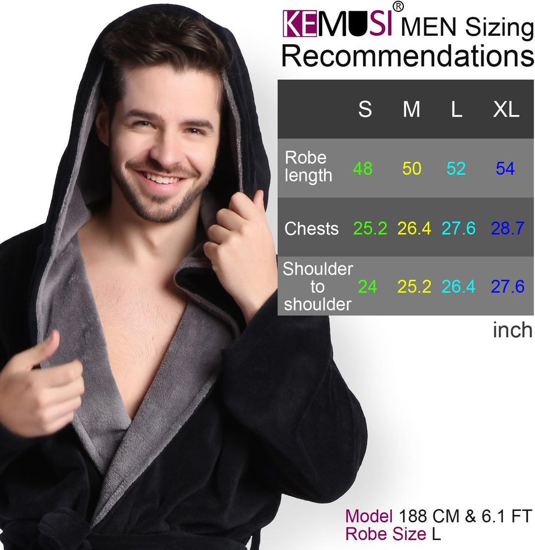 Luxury Men's Bathrobe with Hood - Lars-Black/Red-S-Nora Luxe