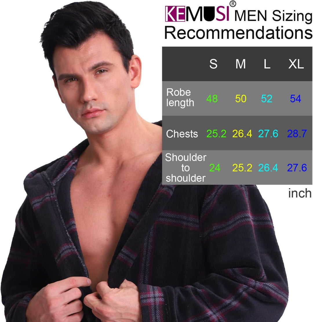 Luxury Men's Bathrobe with Hood - Lars-Black/Red-S-Nora Luxe