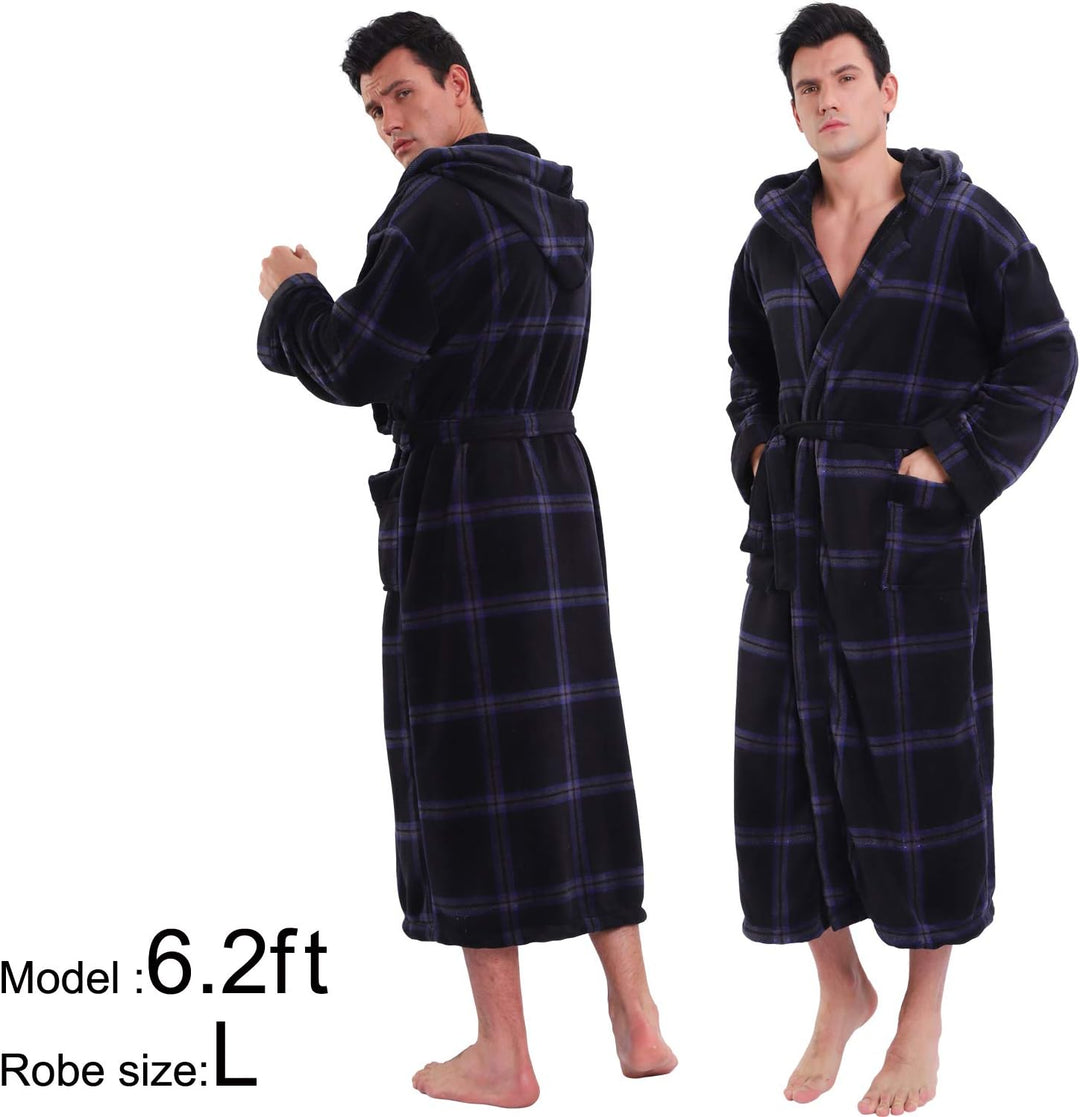 Luxury Men's Bathrobe with Hood - Lars-Black/Red-S-Nora Luxe
