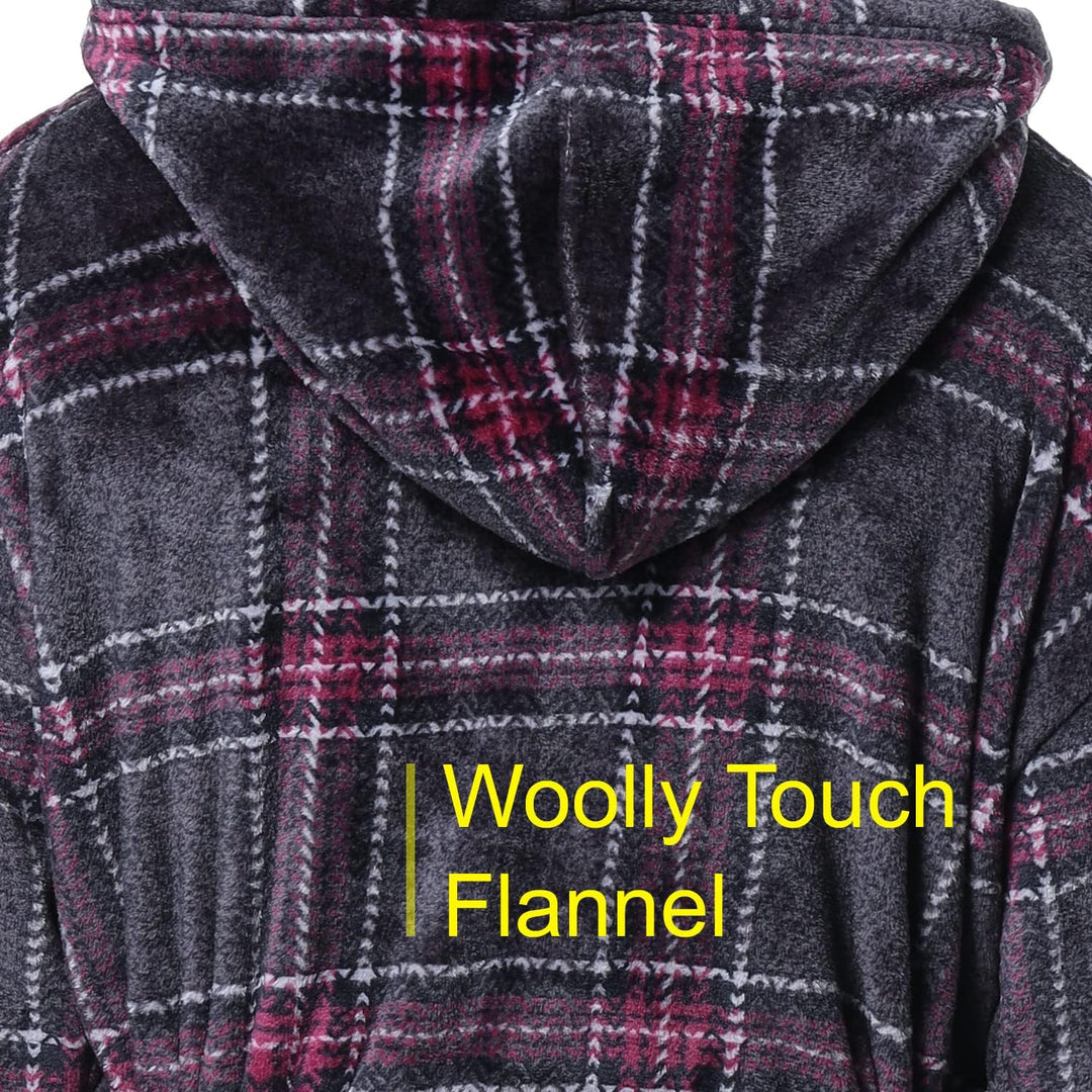 Luxury Men's Bathrobe with Hood - Lars-Black/Red-S-Nora Luxe