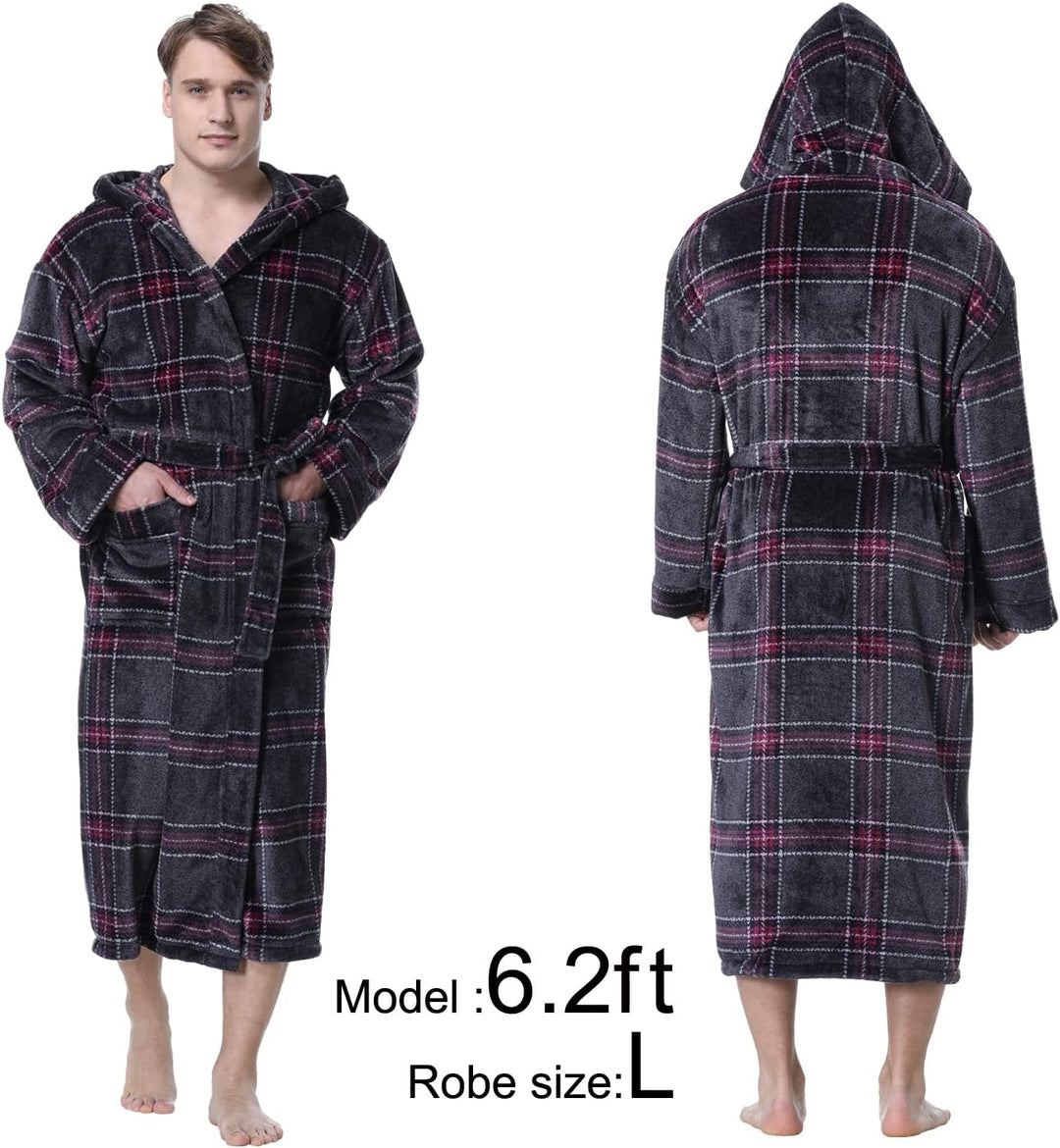 Luxury Men's Bathrobe with Hood - Lars-Black/Red-S-Nora Luxe