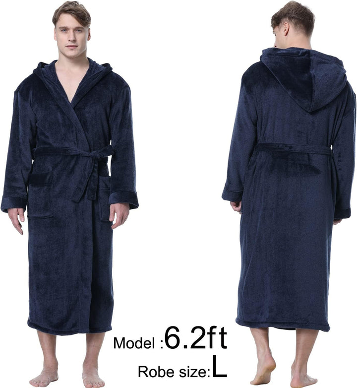 Luxury Men's Bathrobe with Hood - Lars-Black/Red-S-Nora Luxe