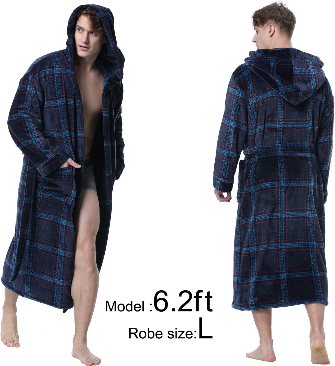 Luxury Men's Bathrobe with Hood - Lars-Black/Red-S-Nora Luxe