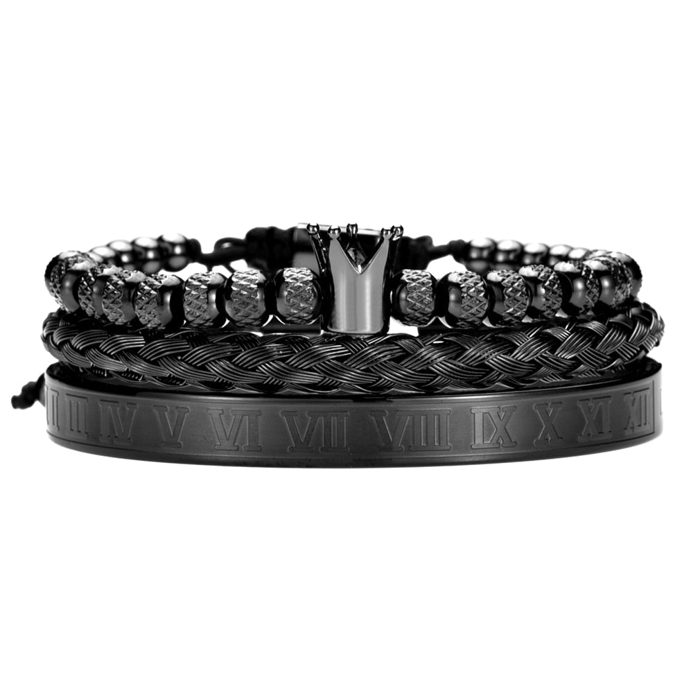 Luxury Men's Bracelet Set – Julius-Black Crown Set-The Livary
