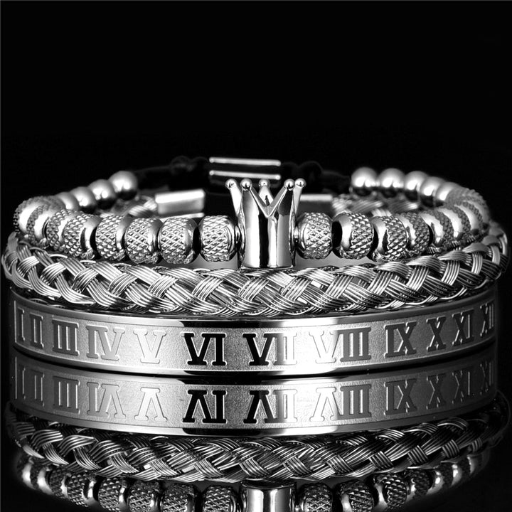 Luxury Men's Bracelet Set – Julius-Silver Crown Set-The Livary