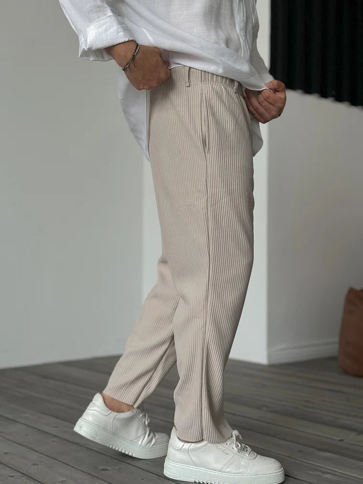Luxury Men's Trousers in Soft Fabric – Alessio-Beige-S-Nora Luxe