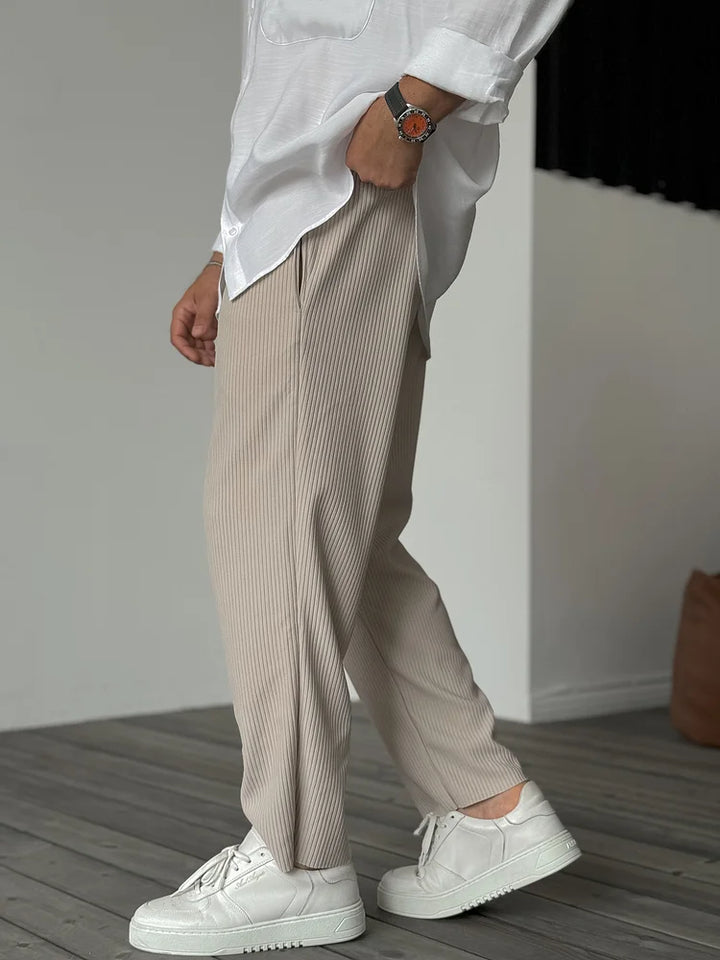 Luxury Men's Trousers in Soft Fabric – Alessio-Beige-S-Nora Luxe