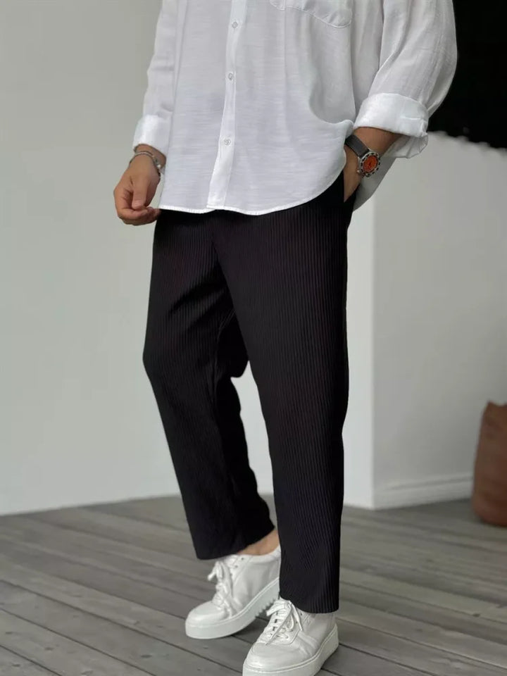 Luxury Men's Trousers in Soft Fabric – Alessio-Black-S-Nora Luxe