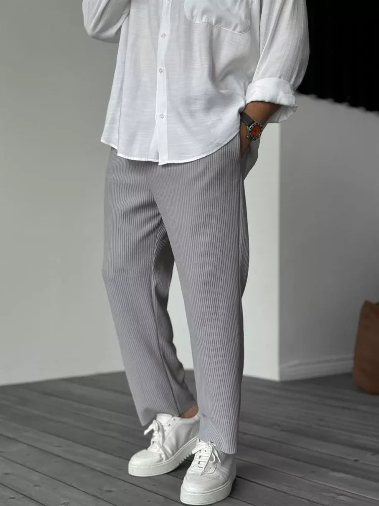 Luxury Men's Trousers in Soft Fabric – Alessio-Gray-S-Nora Luxe