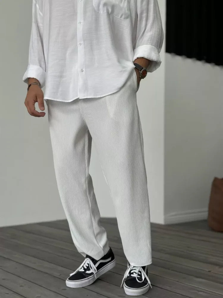 Luxury Men's Trousers in Soft Fabric – Alessio-White-S-Nora Luxe