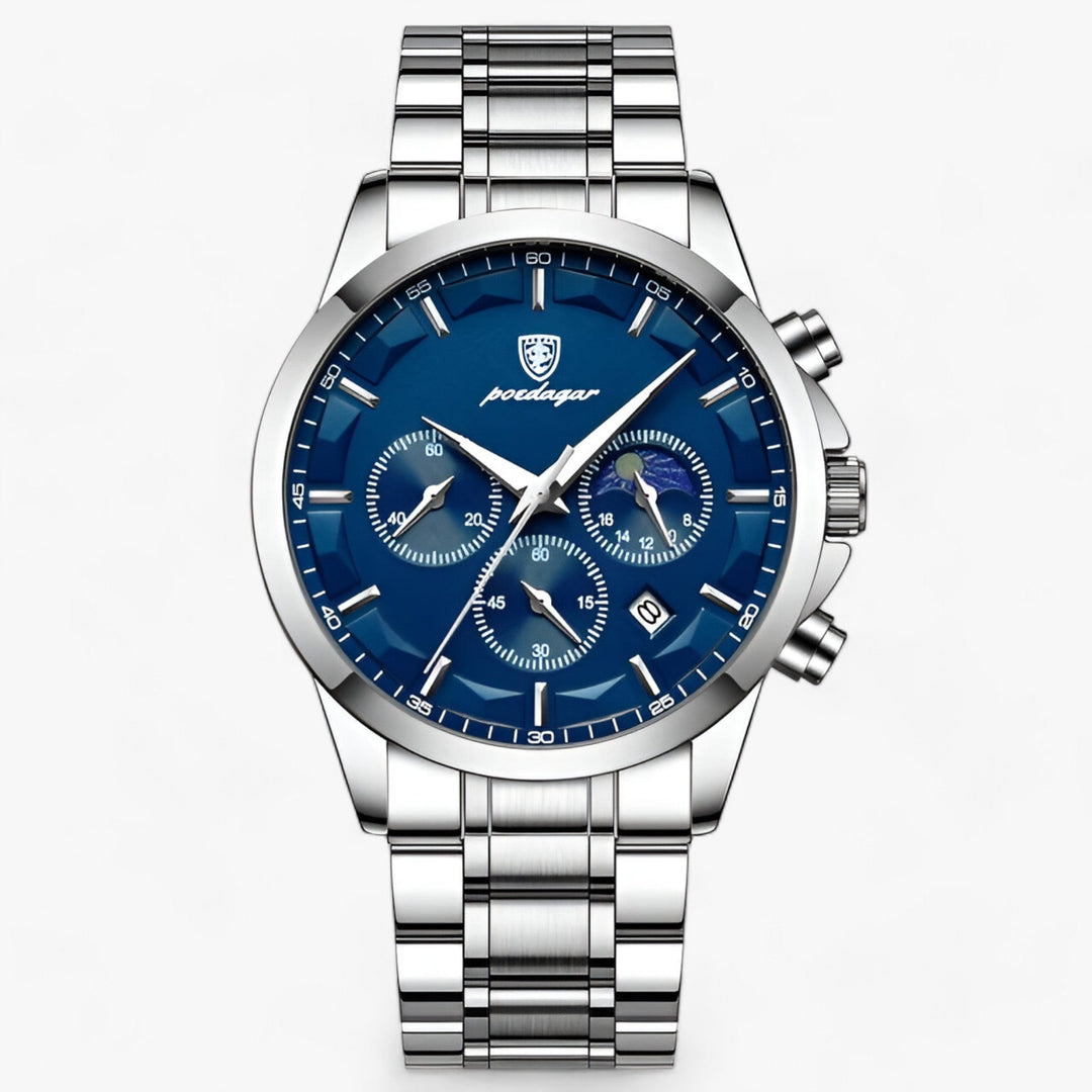 Luxury Men's Watch - Cassian-Zilver Blauw S-Nora Luxe