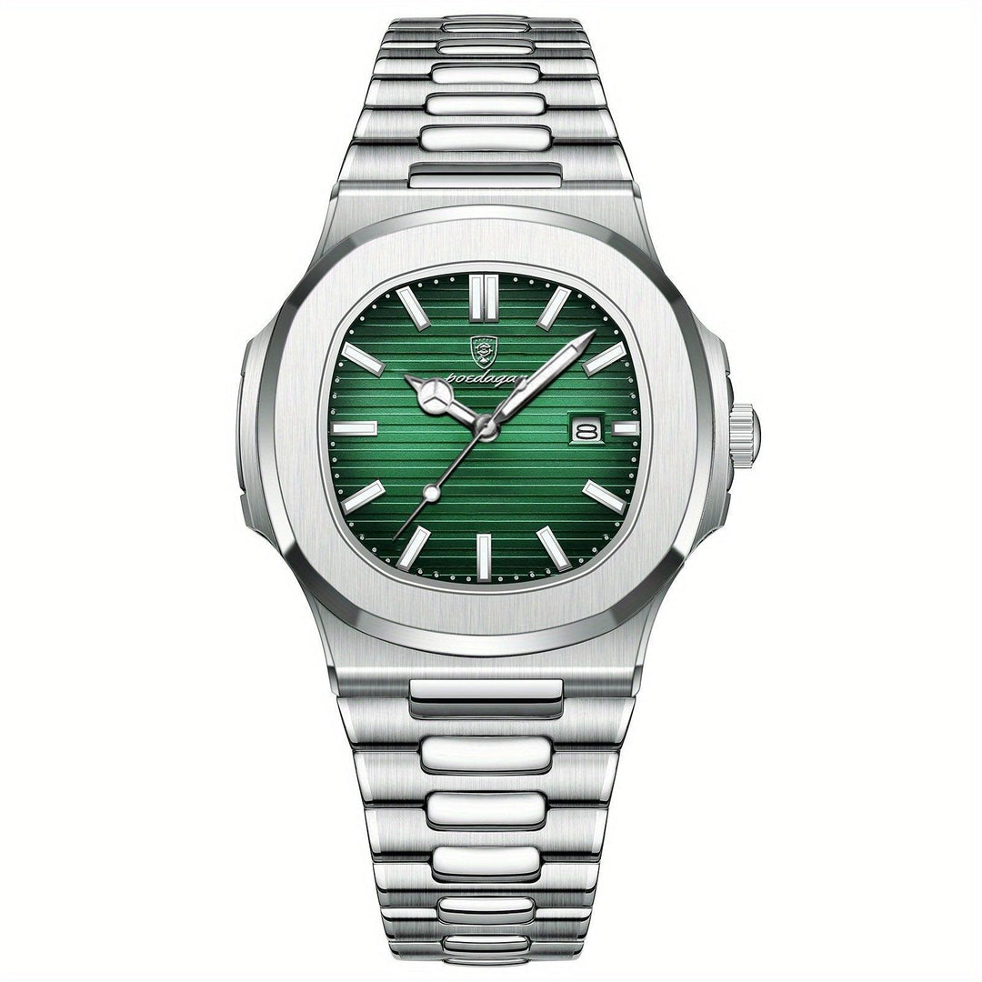 Luxury Men's Watch - Tempus-Silver / Green-Nora Luxe