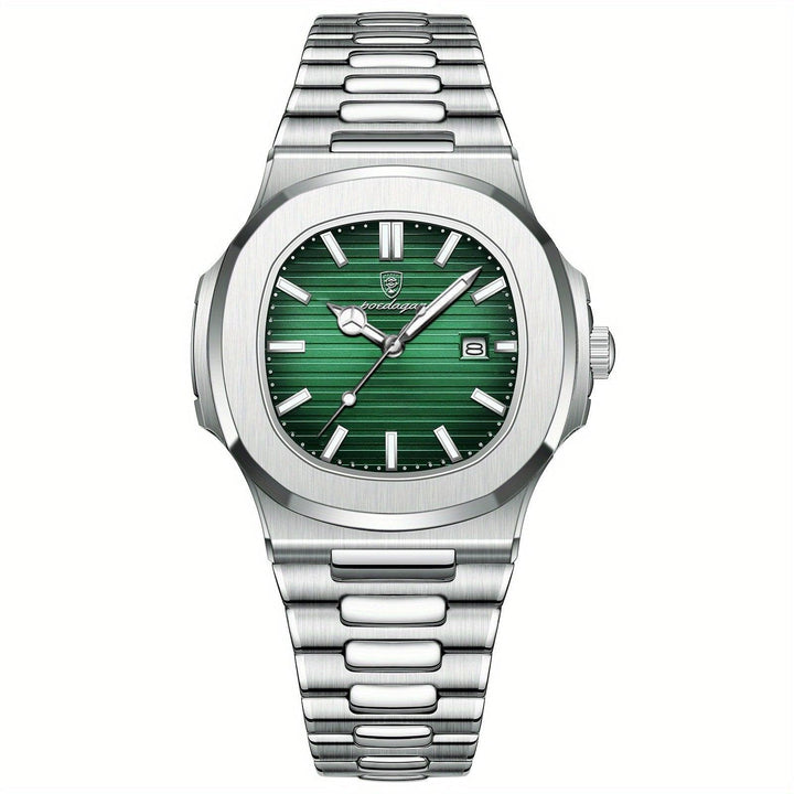 Luxury Men's Watch - Tempus-Silver / Green-Nora Luxe