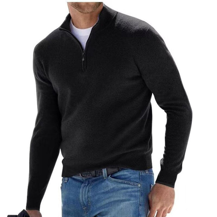 Luxury Men's Zip Sweater - Mason-Black-S-Nora Luxe
