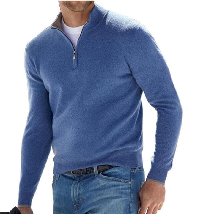 Luxury Men's Zip Sweater - Mason-Dark blue-S-Nora Luxe