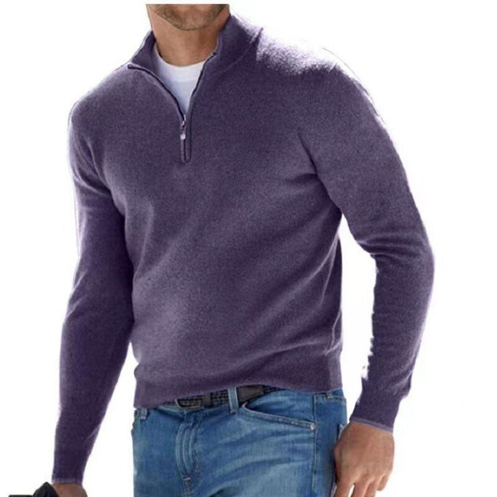 Luxury Men's Zip Sweater - Mason-Dark purple-S-Nora Luxe