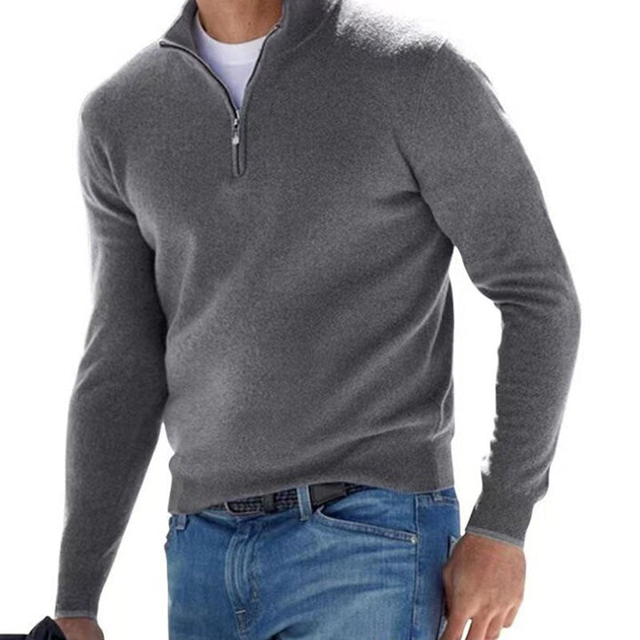 Luxury Men's Zip Sweater - Mason-Gray-S-Nora Luxe