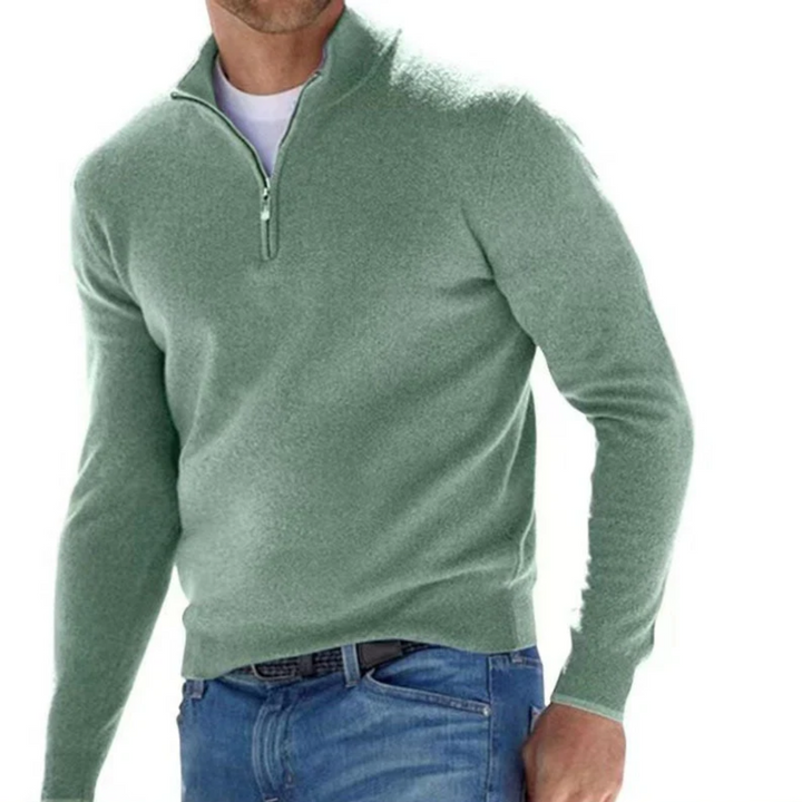 Luxury Men's Zip Sweater - Mason-Green-S-Nora Luxe
