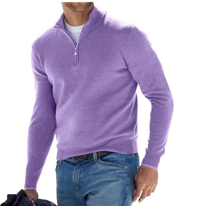 Luxury Men's Zip Sweater - Mason-Purple-S-Nora Luxe