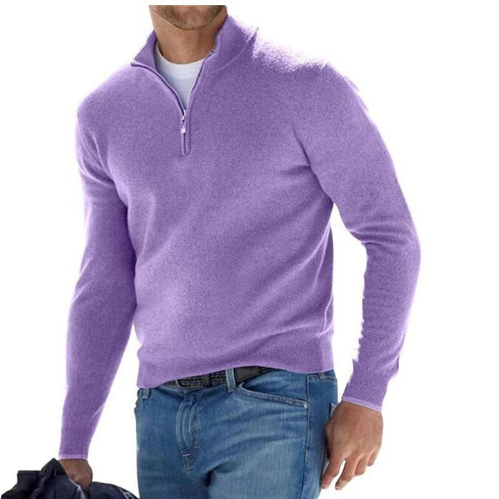 Luxury Men's Zip Sweater - Mason-Purple-S-Nora Luxe