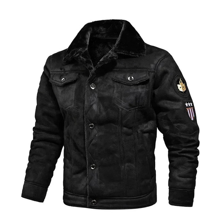 Luxury Oversized Leather Jacket with Velvet Lining - Victor-Black-M-Nora Luxe