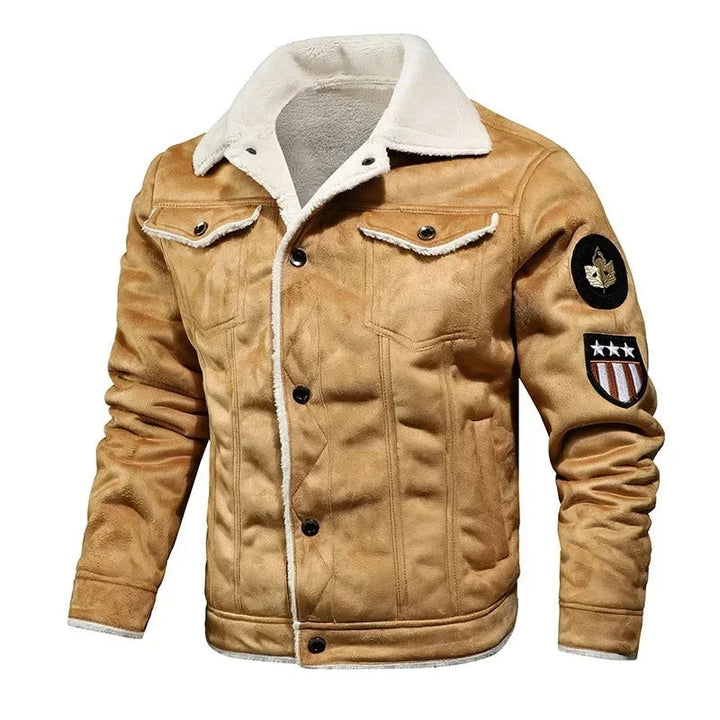 Luxury Oversized Leather Jacket with Velvet Lining - Victor-Khaki-M-Nora Luxe