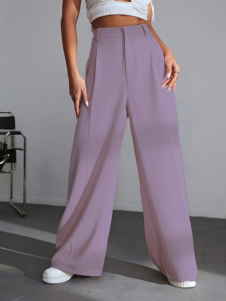 Luxury Plain Trousers With Wide Legs - Lana-S-Purple-Nora Luxe