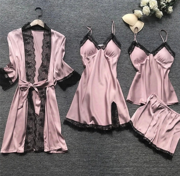 Luxury Satin Pyjama Set - Luna-Pink-S-Nora Luxe
