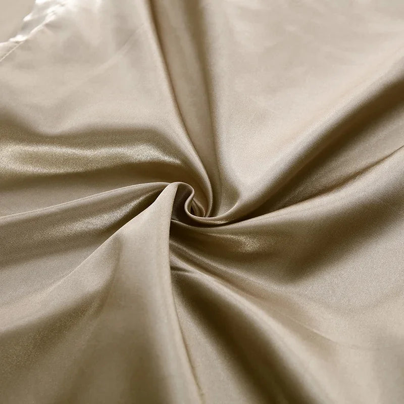 Luxury Silk Satin Bedding Set - SilkElegance-Moonlight Blue-Twin size 3-piece-Nora Luxe