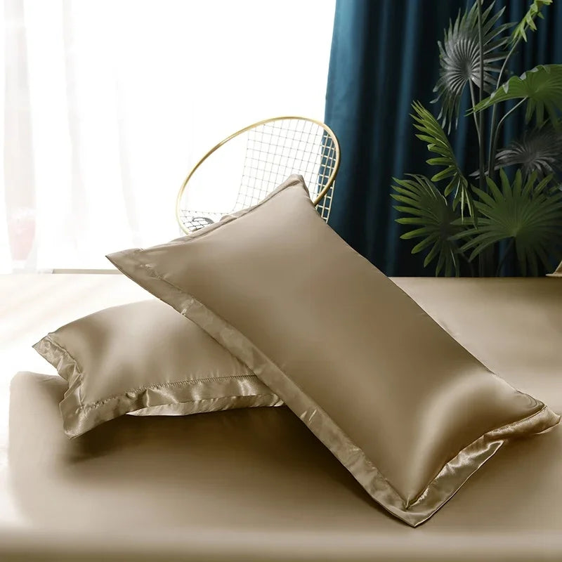 Luxury Silk Satin Bedding Set - SilkElegance-Moonlight Blue-Twin size 3-piece-Nora Luxe