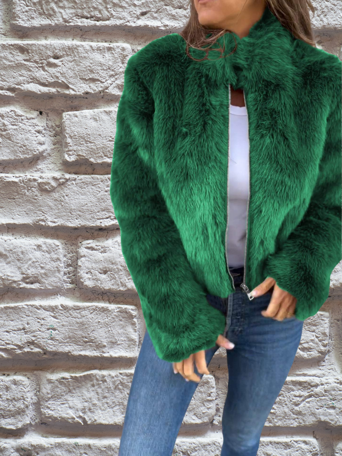 Luxury Soft Ladies Coat - Aurora-Green-S-Nora Luxe
