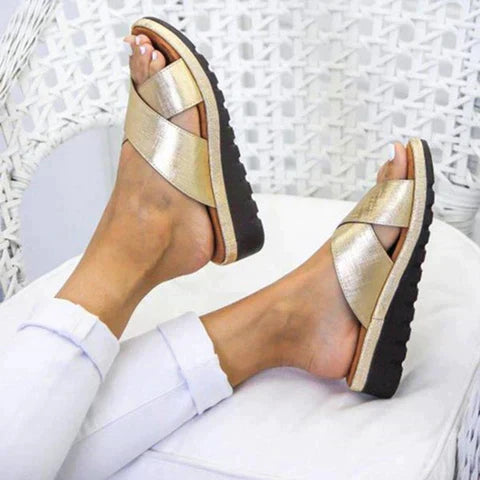 Luxury Stride Ortho-Sandals Ladies - Simone-Gold-2.5-Nora Luxe