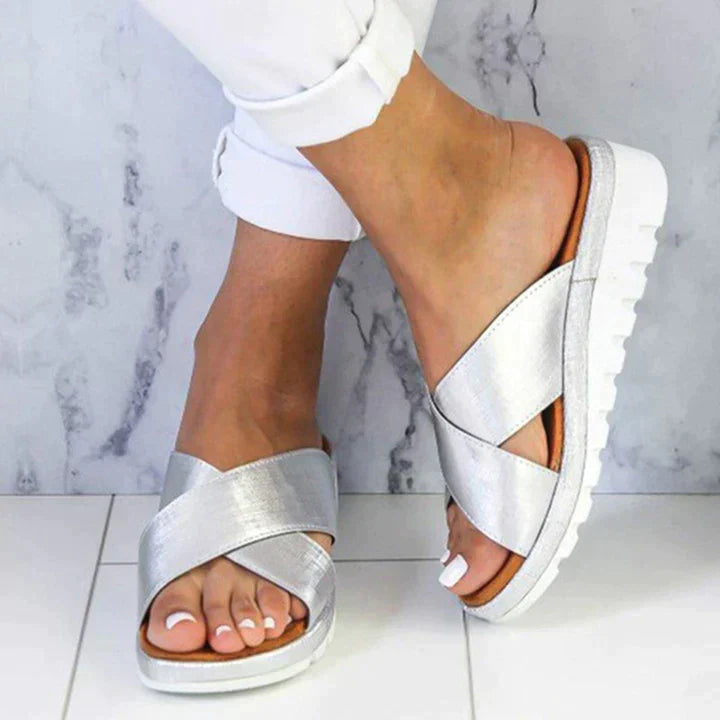 Luxury Stride Ortho-Sandals Ladies - Simone-Silver-2.5-Nora Luxe
