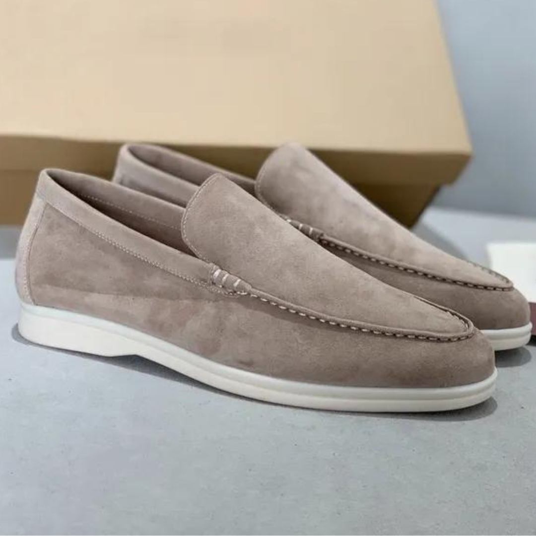 Luxury Suede Men's Loafers - Arthur-Beige-5.0-Nora Luxe