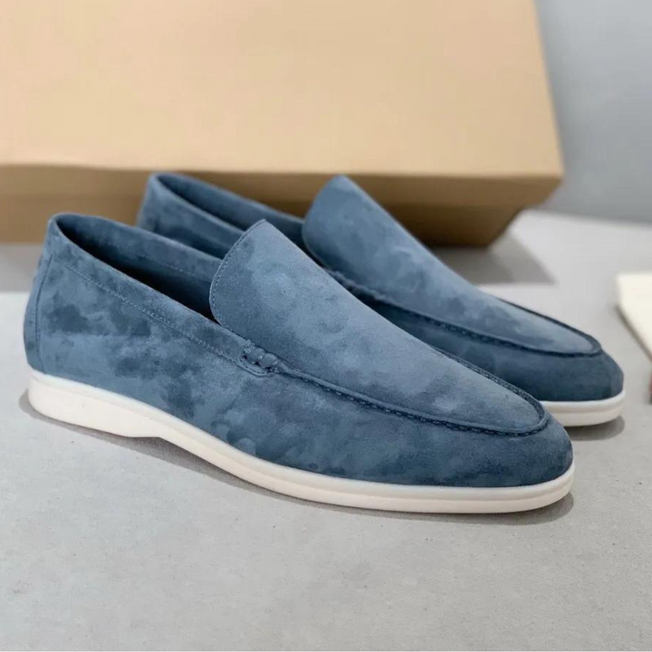 Luxury Suede Men's Loafers - Arthur-Blue Grey-5.0-Nora Luxe