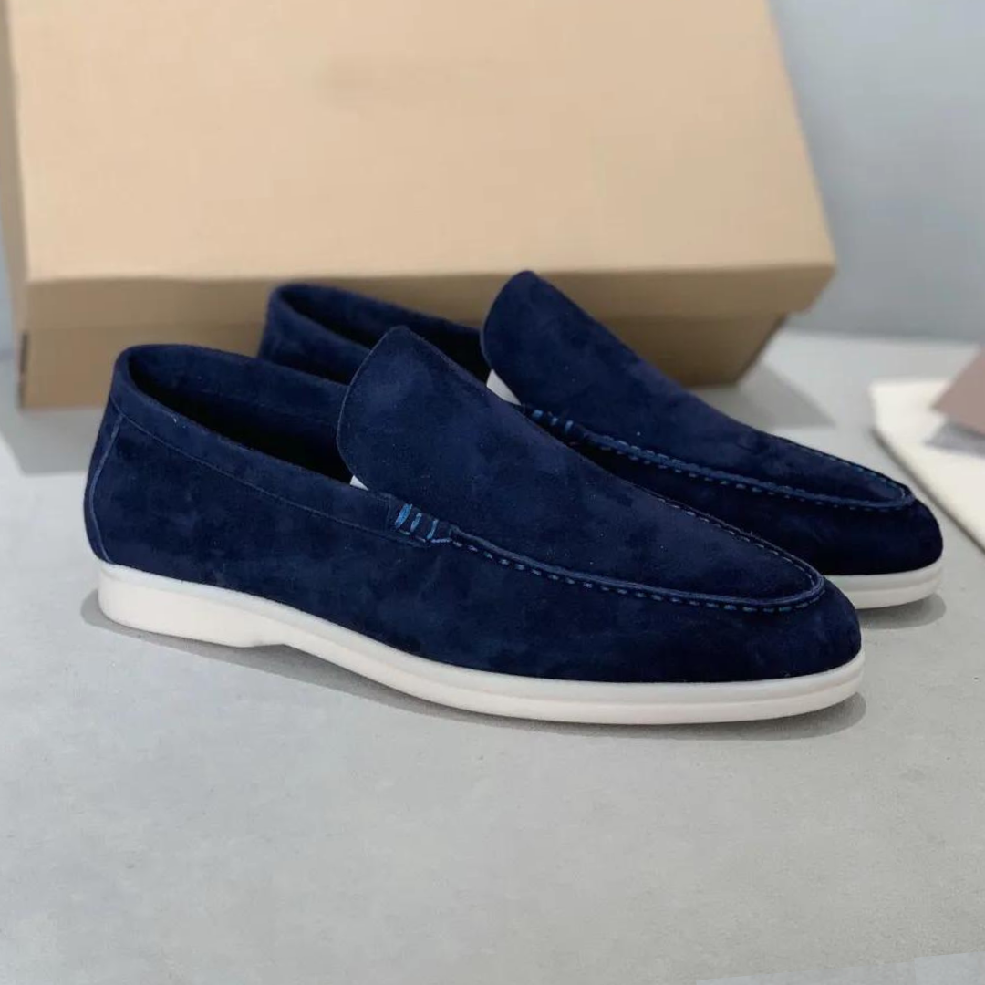 Luxury Suede Men's Loafers - Arthur-Dark blue-5.0-Nora Luxe