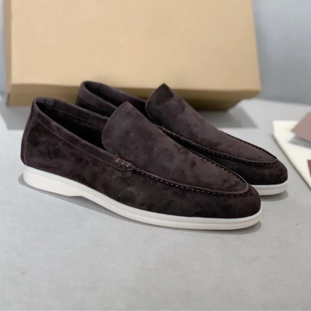 Luxury Suede Men's Loafers - Arthur-Dark brown-5.0-Nora Luxe