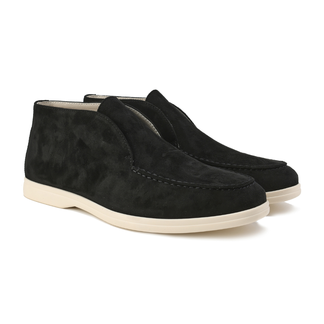 Luxury Suede Men's Loafers - Luca-Black-5.5-Nora Luxe