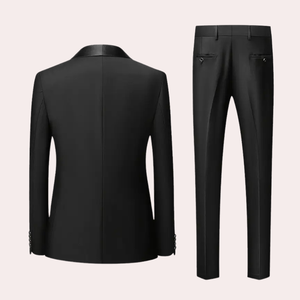 Luxury Three-Piece Suit for Men - Dante-Black-S-Nora Luxe