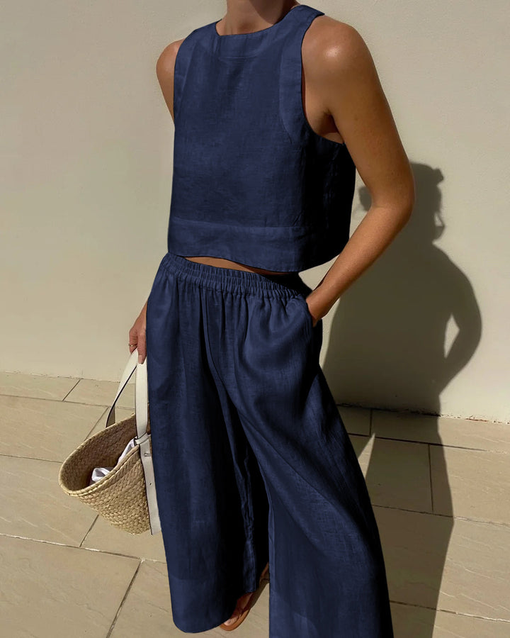 Luxury Two-Piece Set - Celeste-Marine blue-S-Nora Luxe
