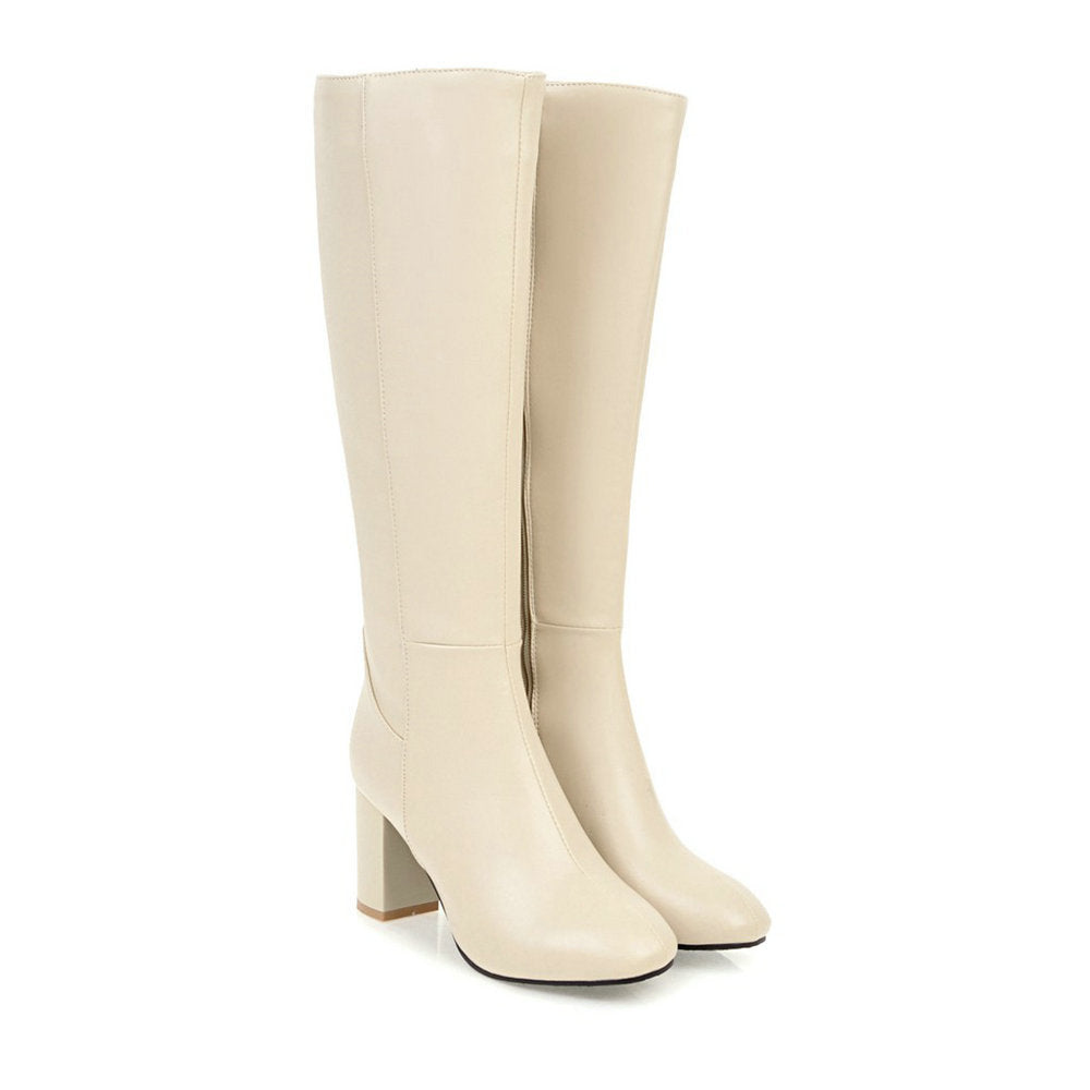 Luxury Vegan Leather Ankle Boots with Zip - Eden-Beige-2.5-Nora Luxe