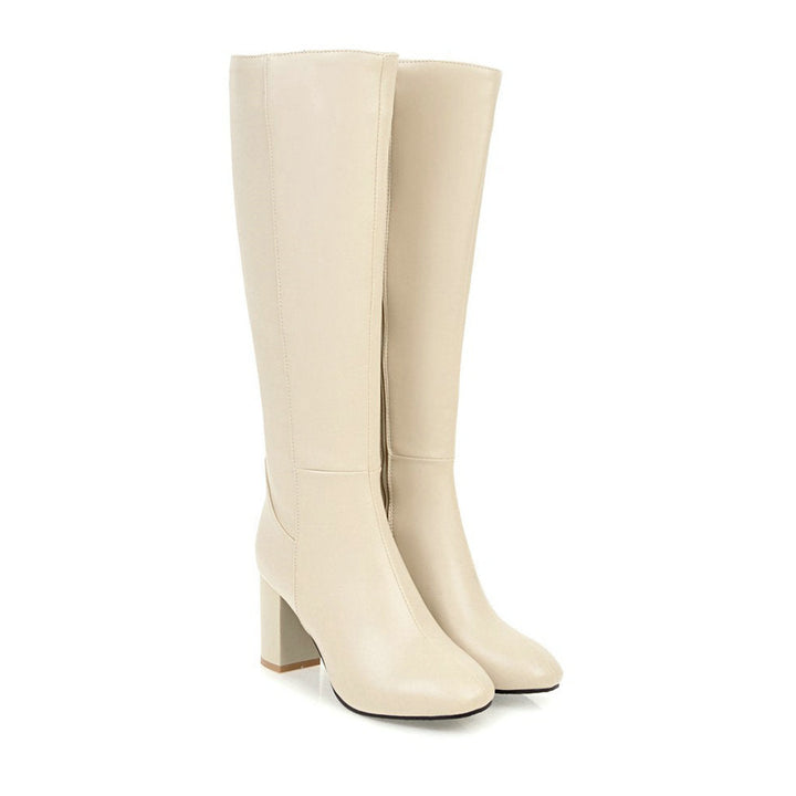 Luxury Vegan Leather Ankle Boots with Zip - Eden-Beige-2.5-Nora Luxe