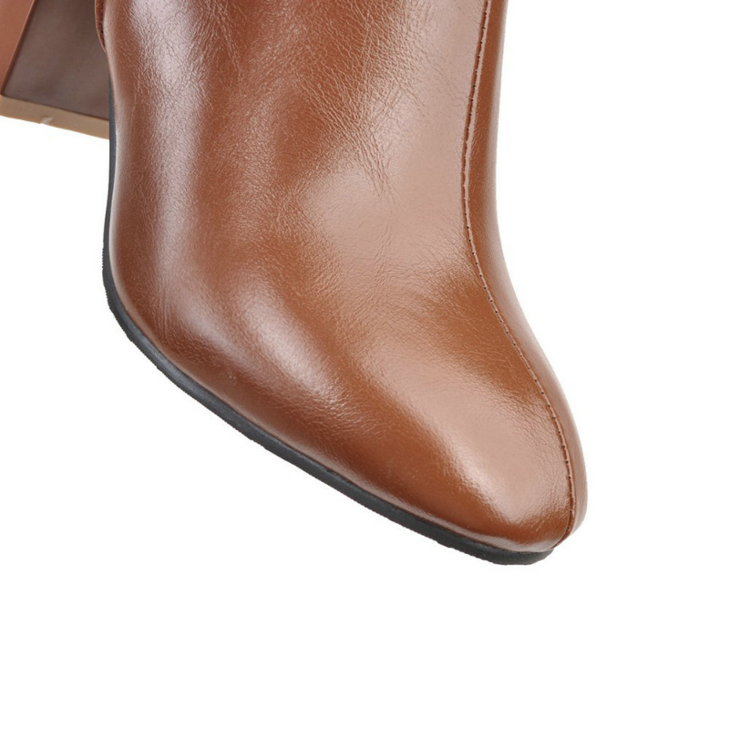 Luxury Vegan Leather Ankle Boots with Zip - Eden-Brown-2.5-Nora Luxe